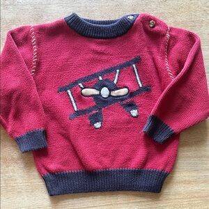 Red Airplane Knit Sweater